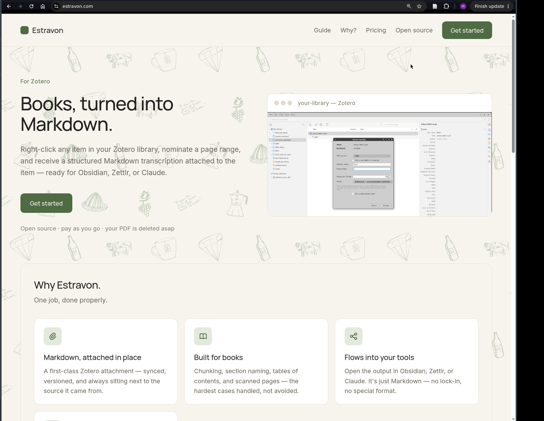 The Estravon pricing and credit pack selection page