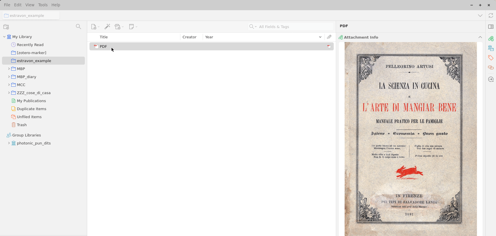 Right-clicking a standalone PDF in Zotero to create a parent item