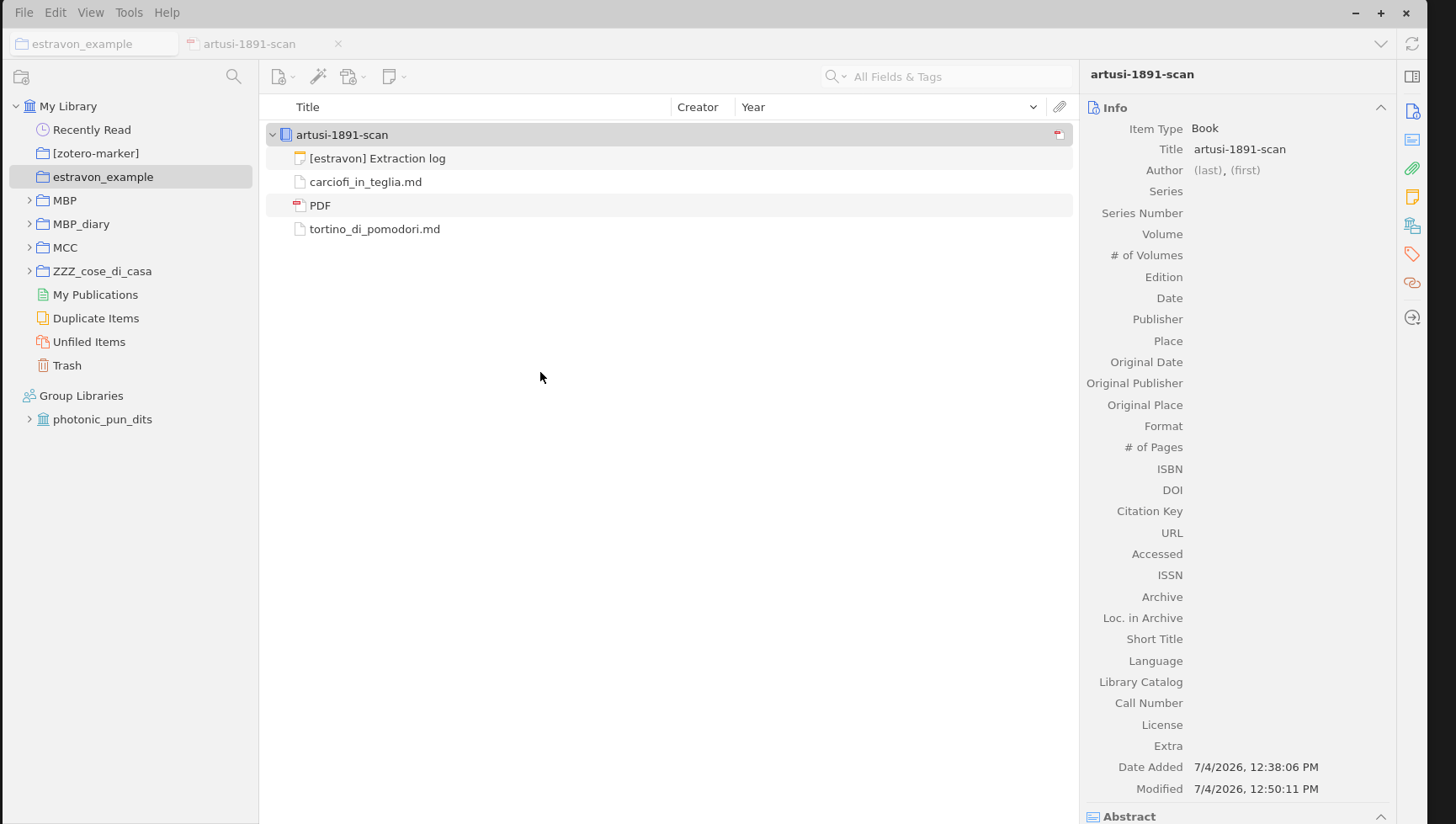The workspace export dialog in Zotero and the resulting folder on disk